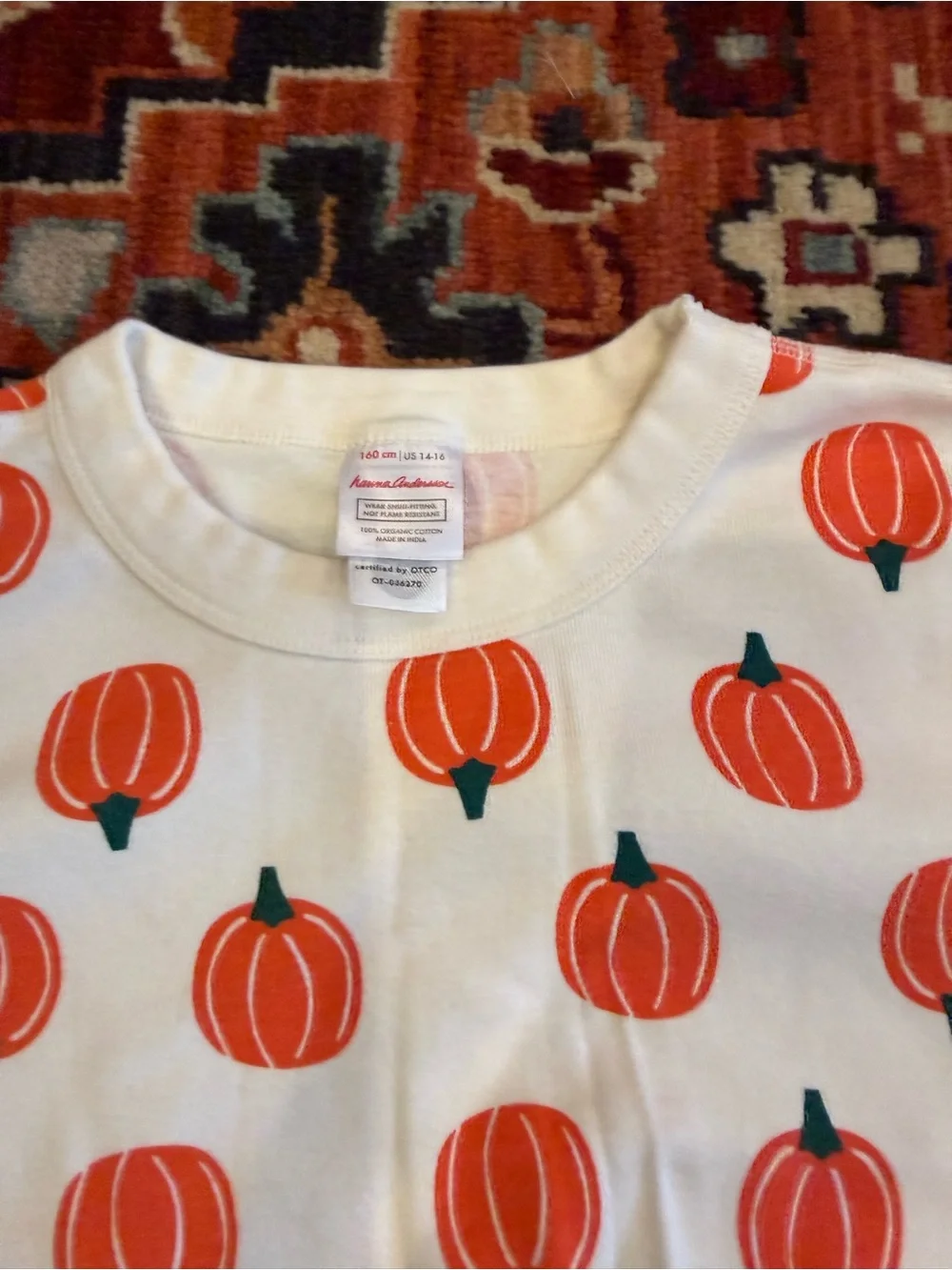 NWOT Hanna Andersson Kids Pumpkin Print Pajama Set - White & Orange